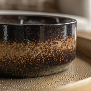 Reactive Glazed Ceramic 3 Wick Candle Brown