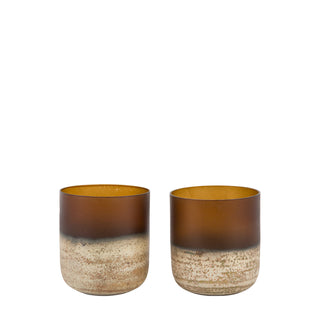 Frosted Tealight Holder Brown (Set of 2)