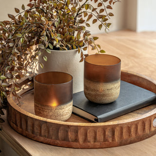 Frosted Tealight Holder Brown (Set of 2)