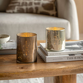 Bubble Glass Candle Holder Champagne (Set of 2)