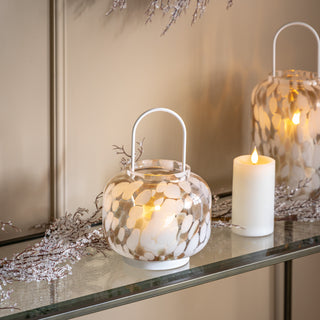 White And Gold Confetti Lantern Small
