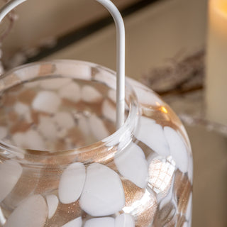 White And Gold Confetti Lantern Small