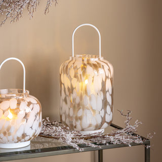 White And Gold Confetti Lantern Large