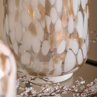 White And Gold Confetti Lantern Large