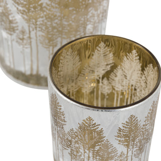 Deco Luxe Silver Etched Tree Candle Holder ( Set of 3)