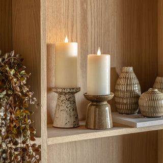 Ceramic Glazed Candle Holders (Set of 2)