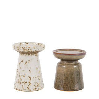 Ceramic Glazed Candle Holders (Set of 2)