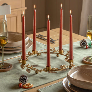 Woodland Berry Leaf Candle Ring Gold