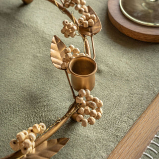 Woodland Berry Leaf Candle Ring Gold