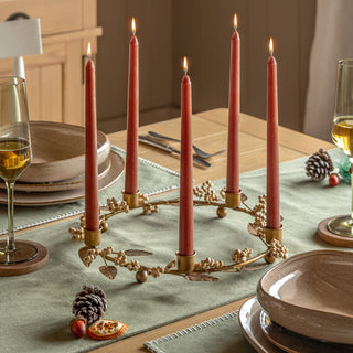Woodland Berry Leaf Candle Ring Gold