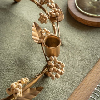 Woodland Berry Leaf Candle Ring Gold