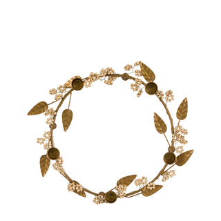 Woodland Berry Leaf Candle Ring Gold