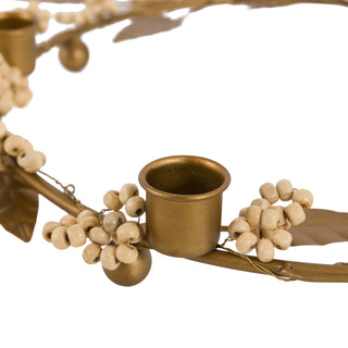 Woodland Berry Leaf Candle Ring Gold