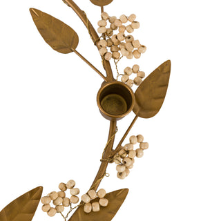 Woodland Berry Leaf Candle Ring Gold
