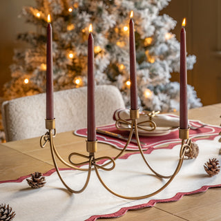 Heritage Bow Candle Holder Gold