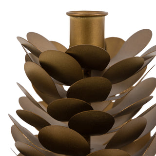 Woodland Pinecone Candleholders Gold  (Set of 2)
