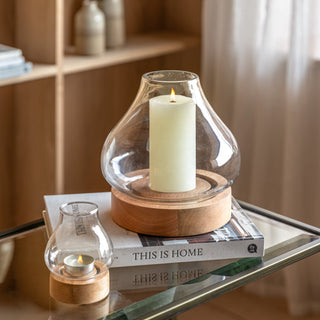 Mango Wood Hurricane Candle Holder