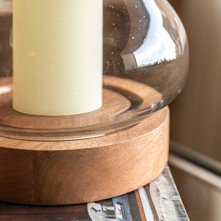 Mango Wood Hurricane Candle Holder
