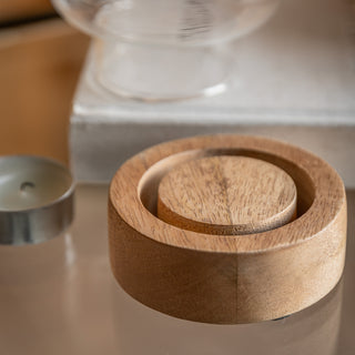 Mango Wood Tealight Candle Holder (Set of 2)
