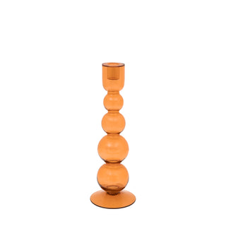 Villena Glass Taper Candlestick Amber