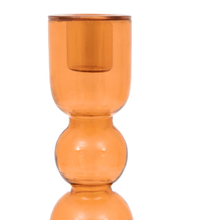 Villena Glass Taper Candlestick Amber