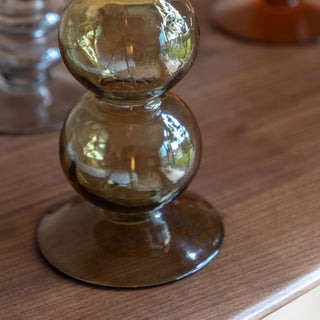 Villena Glass Taper Candlestick Olive 300mm