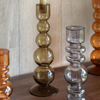 Villena Glass Taper Candlestick Olive 300mm