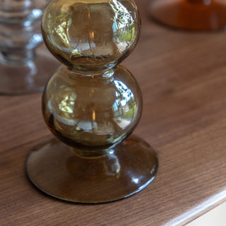 Villena Glass Taper Candlestick Olive 300mm