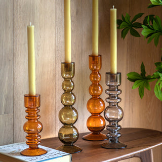 Villena Glass Taper Candlestick Olive 300mm