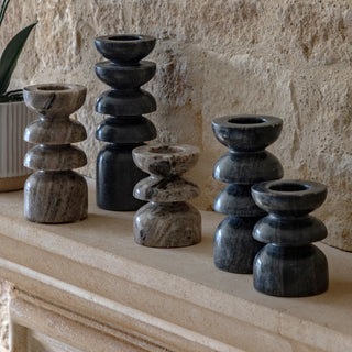 Azuaga Marble Tealight Candlestick Grey