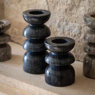 Azuaga Marble Candlestick Grey (Set of 2)