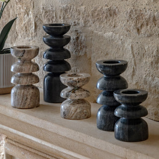 Azuaga Marble Candlestick Sandstone (Set of 2)