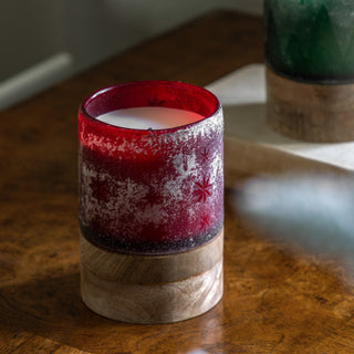 Starry Glass Candle Jar Red
