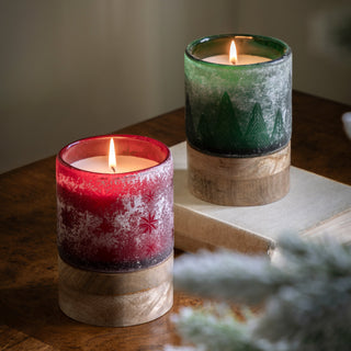 Starry Glass Candle Jar Red