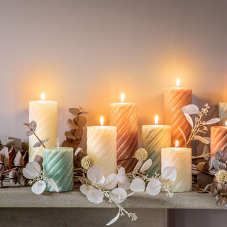 Vanilla Pillar Candle Twist Ivory Large (Set of 2)