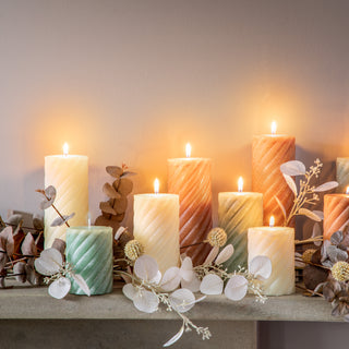 Vanilla Pillar Candle Twist Ivory Large (Set of 2)
