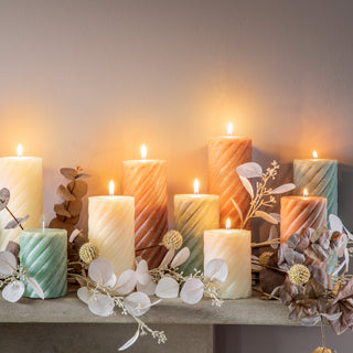 Vanilla Pillar Candle Twist Sage  (Set of 2)