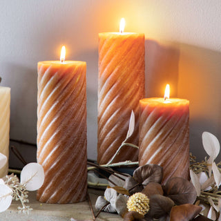 Vanilla Pillar Candle Twist Amber  Medium (Set of 2)