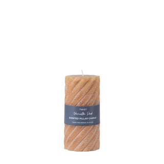 Vanilla Pillar Candle Twist Amber  Medium (Set of 2)