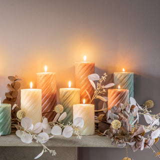 Vanilla Pillar Candle Twist Amber Large   (Set of 2)
