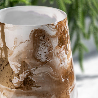 Marbled Hurricane Small Gold White Candle Holder