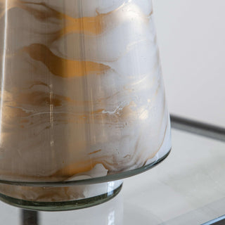 Marbled Hurricane Medium Gold White Candle Holder