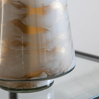 Marbled Hurricane Medium Gold White Candle Holder