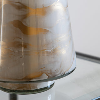 Marbled Hurricane Large Gold White Candle Holder