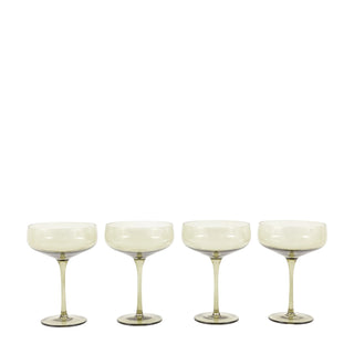Coupe Glass Smokey Green (4pk) 113x113x150mm - KC at HOME