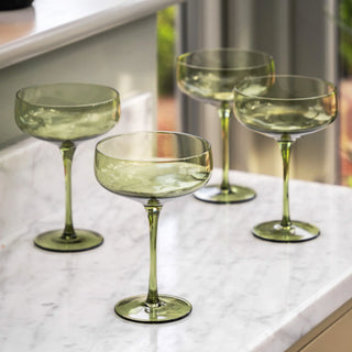 Coupe Glass Smokey Green (4pk) 113x113x150mm - KC at HOME