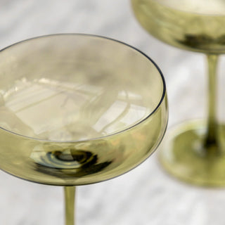 Coupe Glass Smokey Green (4pk) 113x113x150mm - KC at HOME