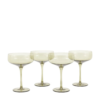 Coupe Glass Smokey Green (4pk) 113x113x150mm - KC at HOME