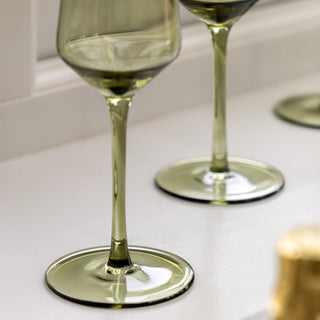 Flute Glass Smokey Green (4pk) 74x74x230mm - KC at HOME