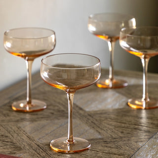 Coupe Glass Amber (4pk) 113x113x150mm - KC at HOME